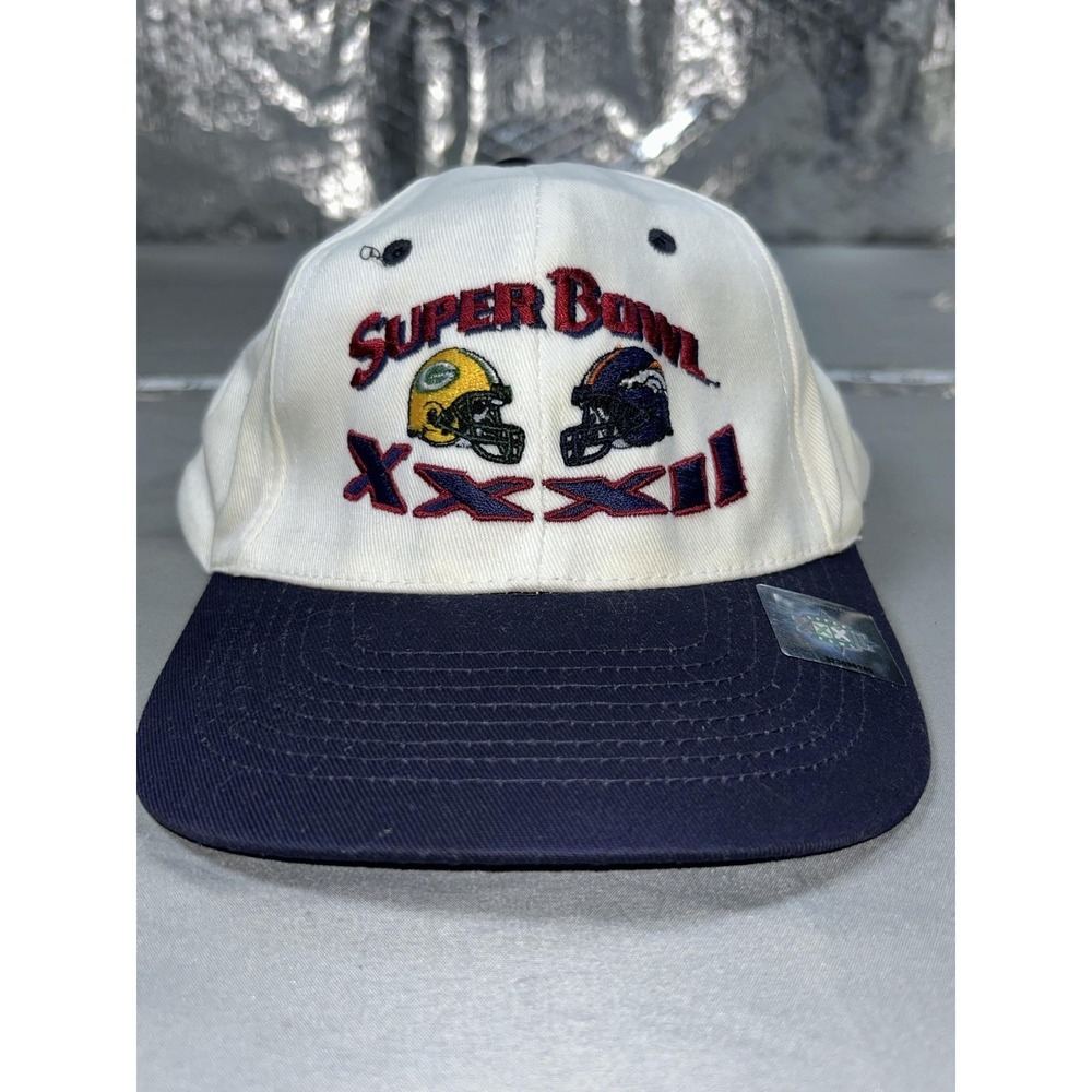 Vintage Super Bowl XXXII Hat Cap Snap Back One Size White Packers Broncos KC